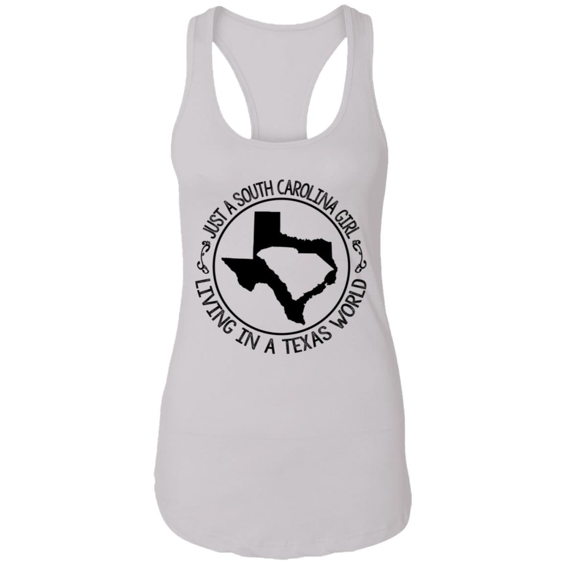 Just A South Carolina Girl Living In A Texas World T-shirt - T-shirt Teezalo