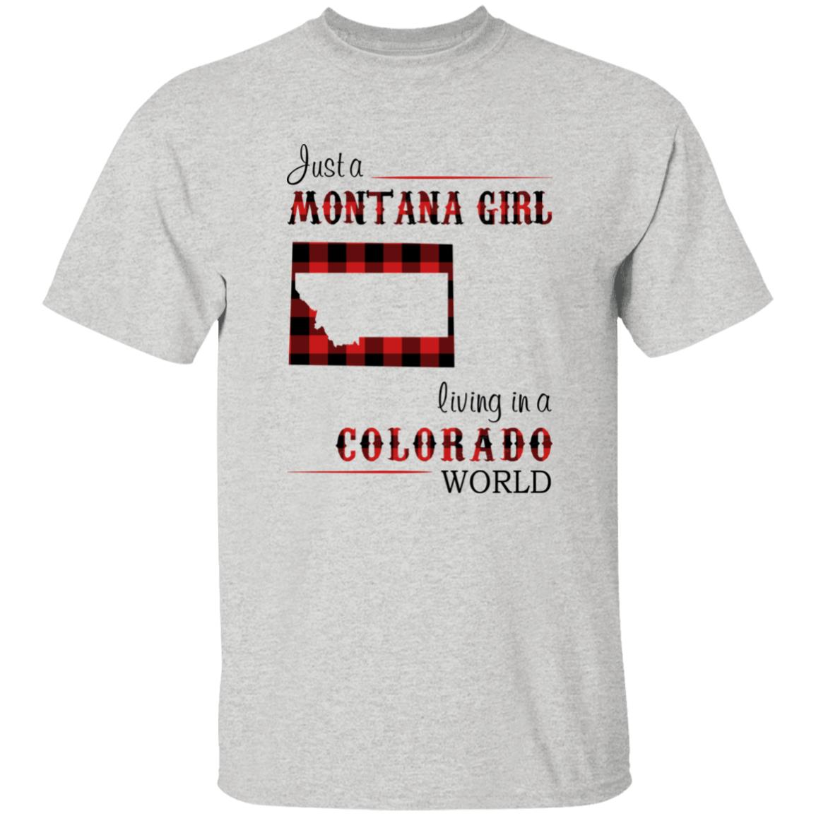 Just A Montana Girl Living In A Colorado World T-shirt - T-shirt Born Live Plaid Red Teezalo