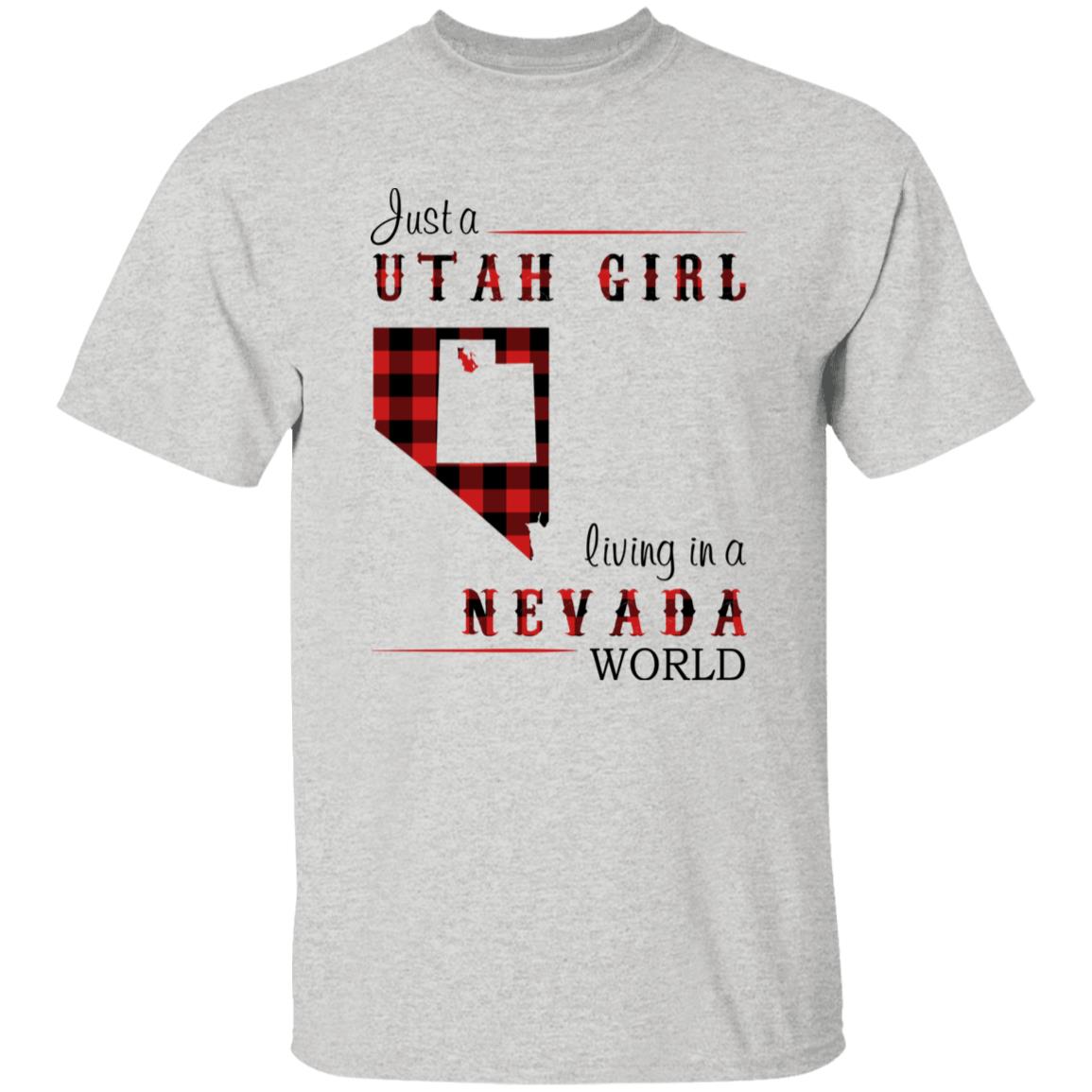 Just A Utah Girl Living In A Nevada World T-shirt - T-shirt Born Live Plaid Red Teezalo