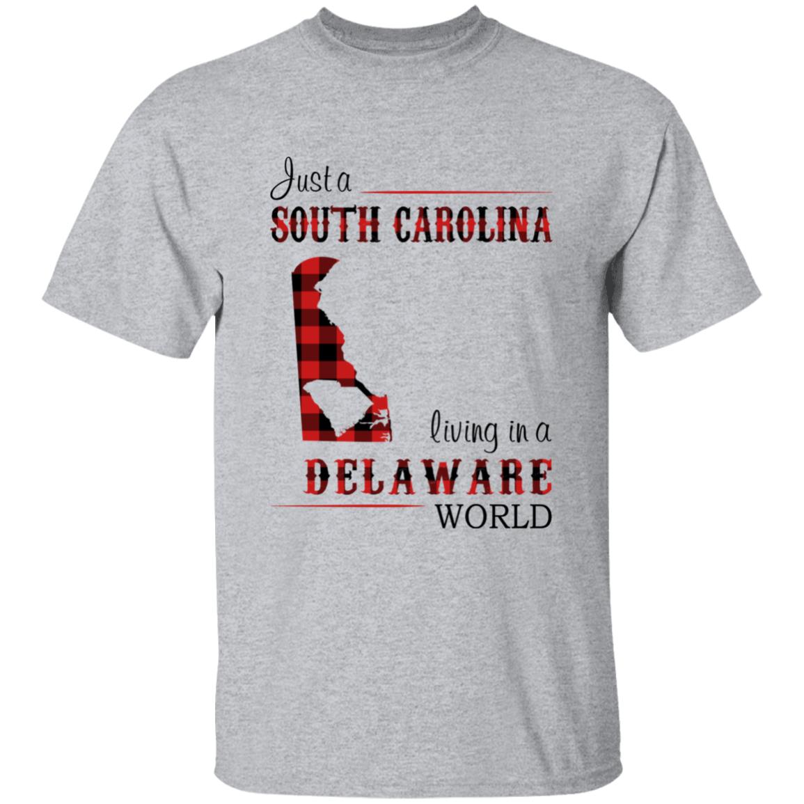 Just A South Carolina Girl Living In A Delaware World T-shirt - T-shirt Born Live Plaid Red Teezalo