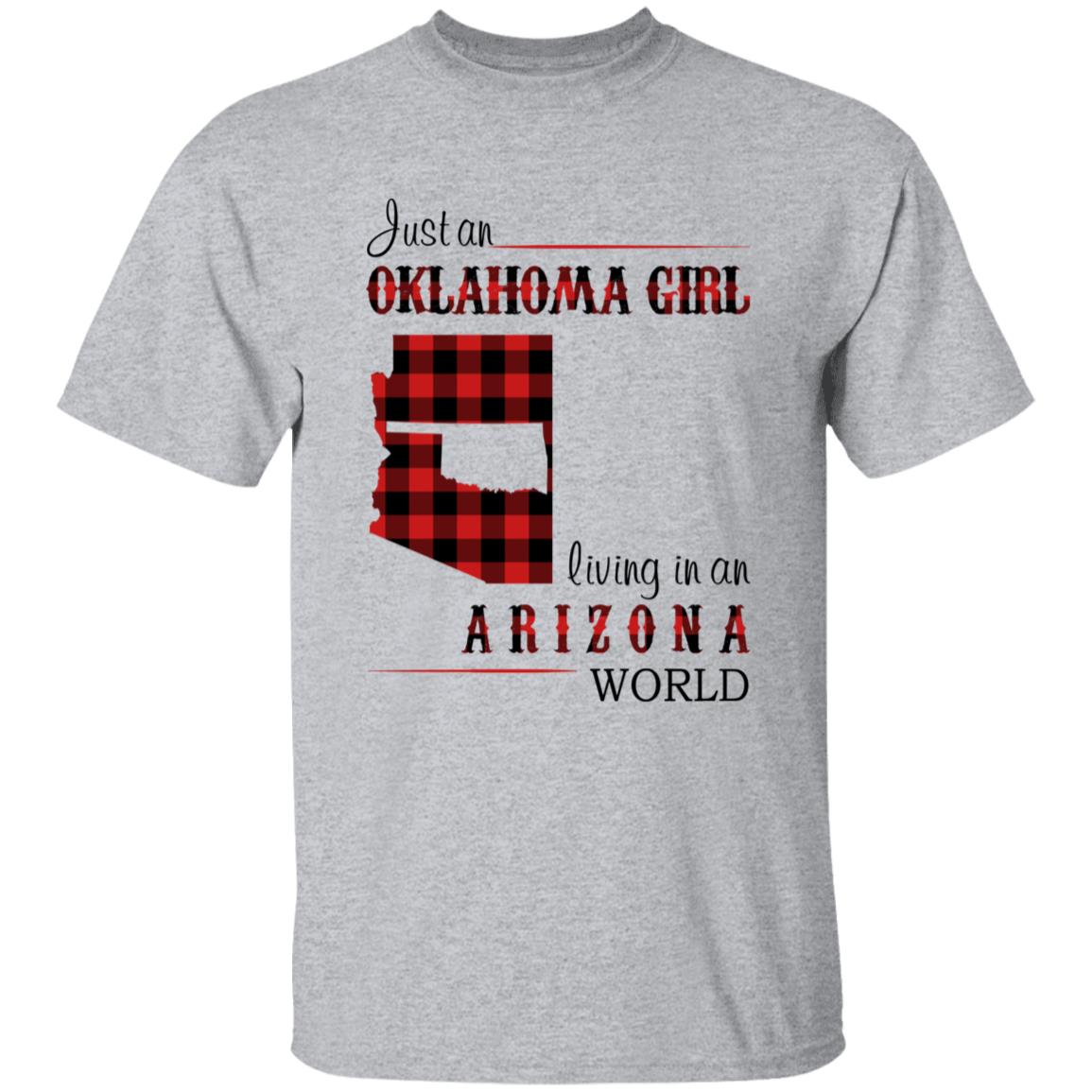 Just An Oklahoma Girl Living In An Arizona World T-shirt - T-shirt Born Live Plaid Red Teezalo