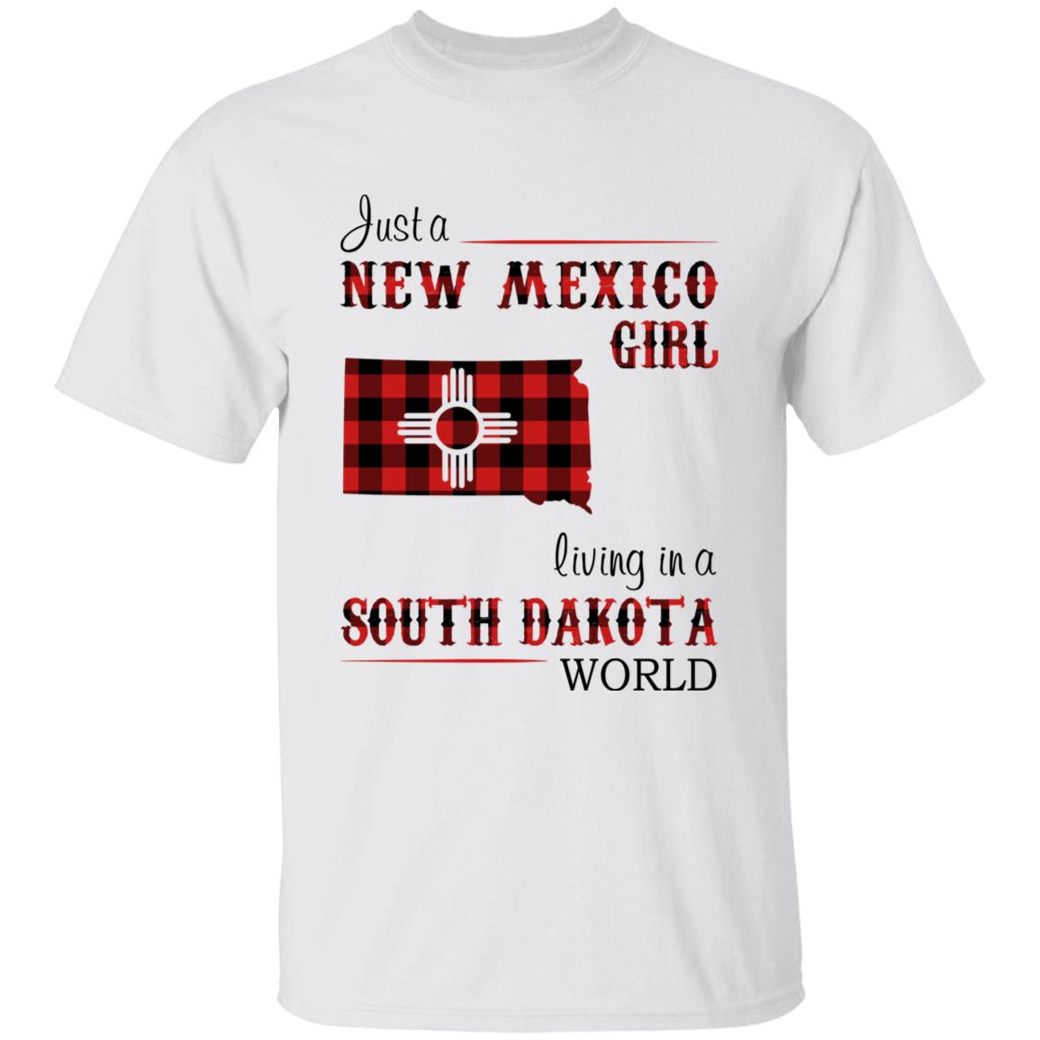 Just A New Mexico Girl Living In A South Dakota World T-shirt - T-shirt Born Live Plaid Red Teezalo