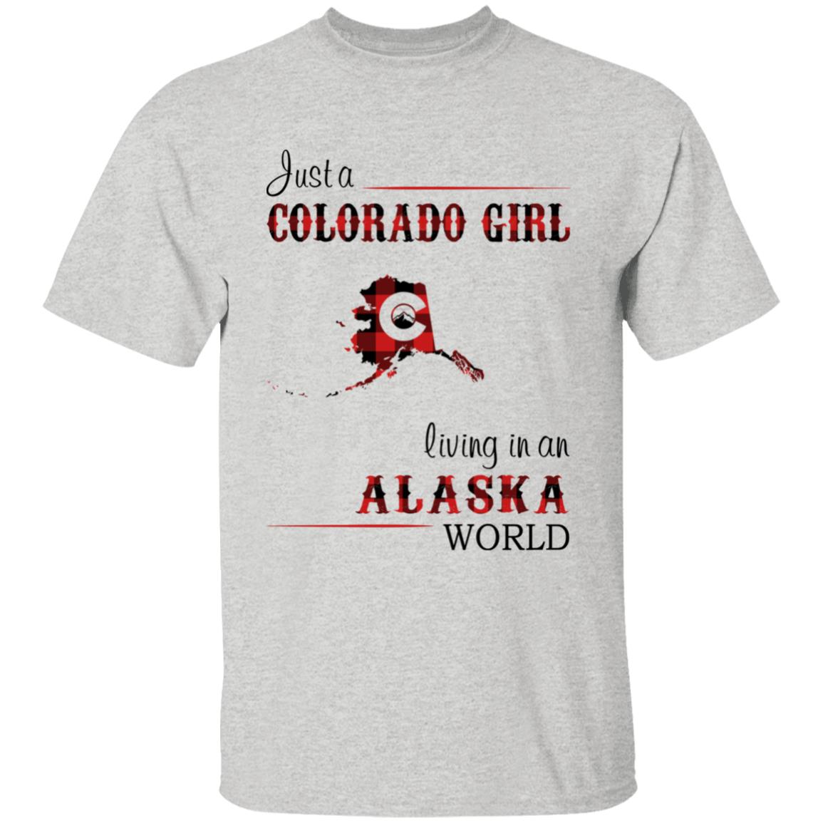 Just A Colorado Girl Living In An Alaska World T-shirt - T-shirt Born Live Plaid Red Teezalo