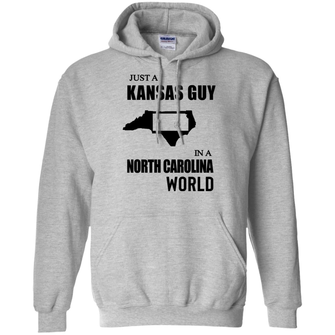 Just A Kansas Guy In A North Carolina World Hoodie - Hoodie Teezalo