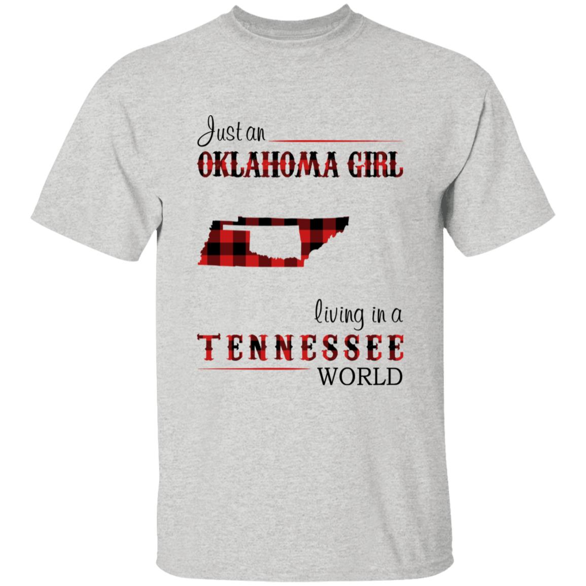 Just An Oklahoma Girl Living In A Tennessee World T-shirt - T-shirt Born Live Plaid Red Teezalo