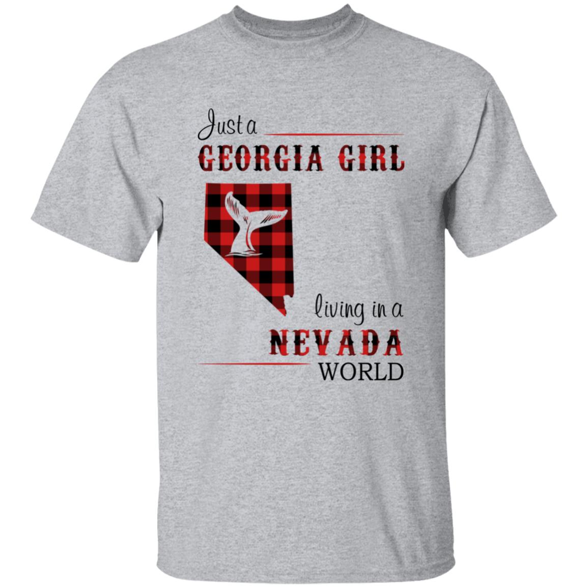 Just A Georgia Girl Living In A Nevada World T-shirt - T-shirt Born Live Plaid Red Teezalo