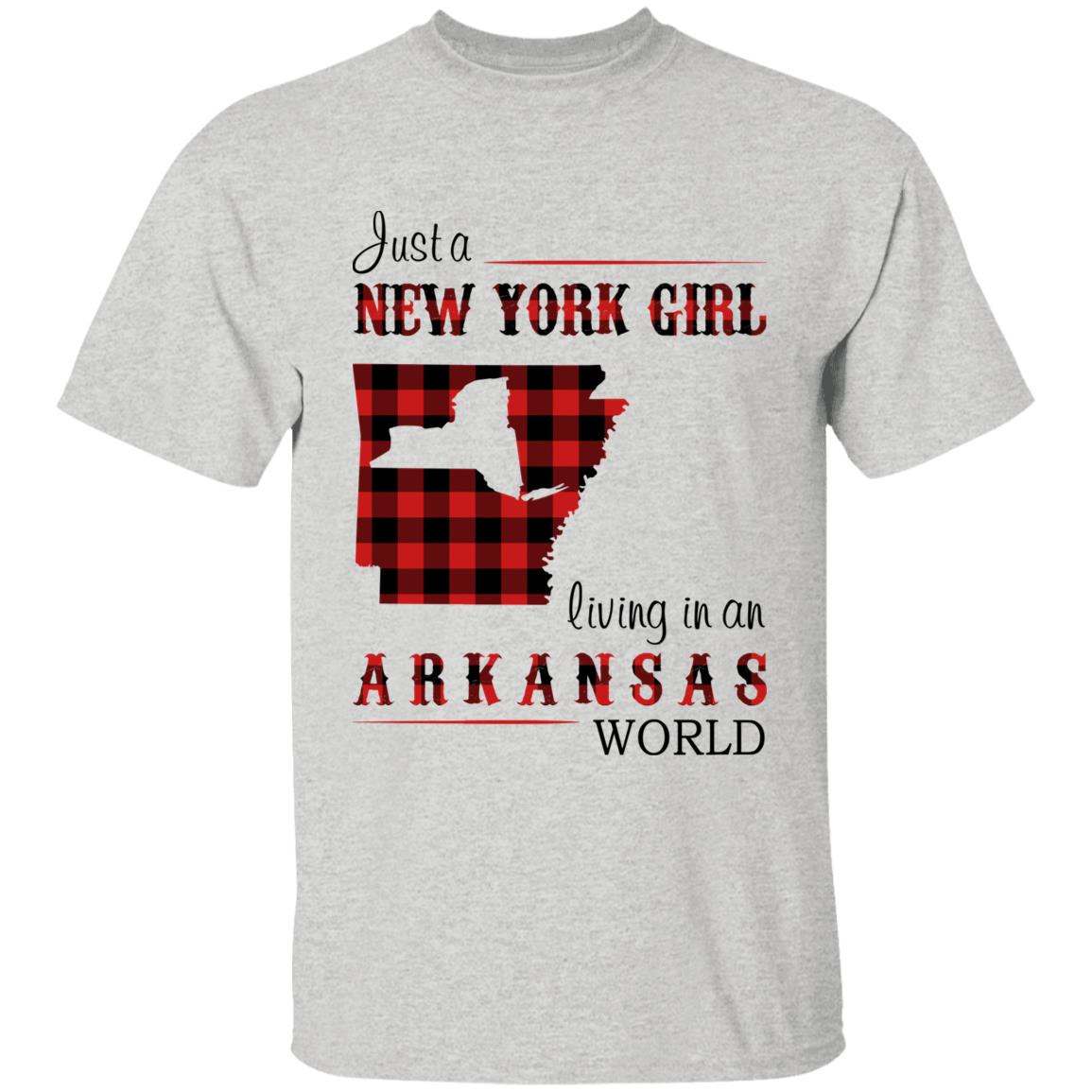 Just A New York Girl Living In An Arkansas World T-shirt - T-shirt Born Live Plaid Red Teezalo