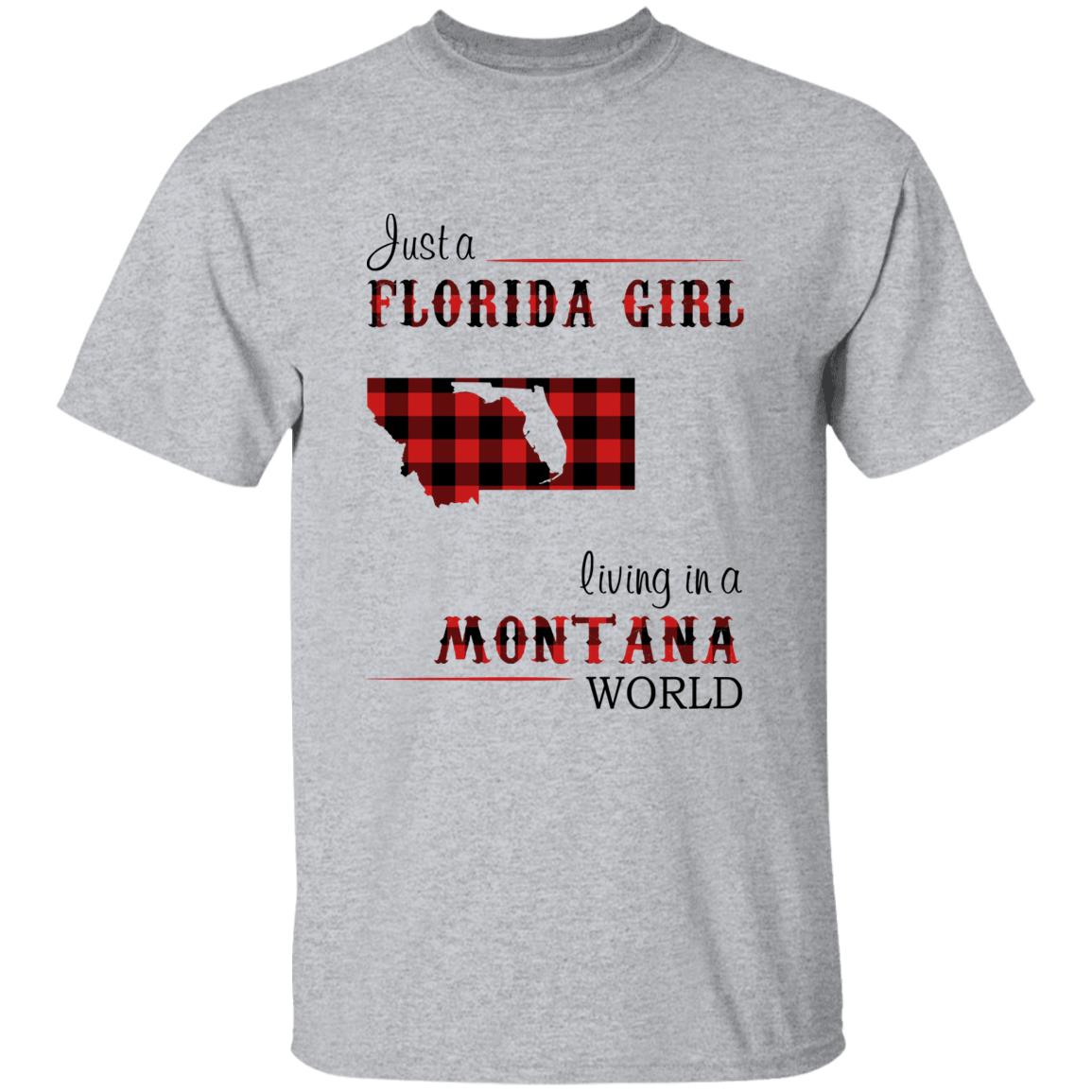 Just A Florida Girl Living In A Montana World T-shirt - T-shirt Born Live Plaid Red Teezalo