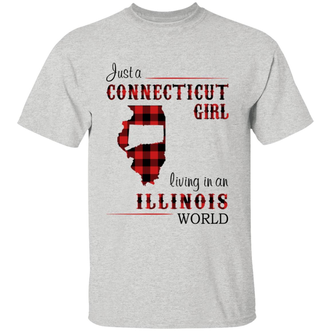 Just A Connecticut Girl Living In An Illinois World T-shirt - T-shirt Born Live Plaid Red Teezalo