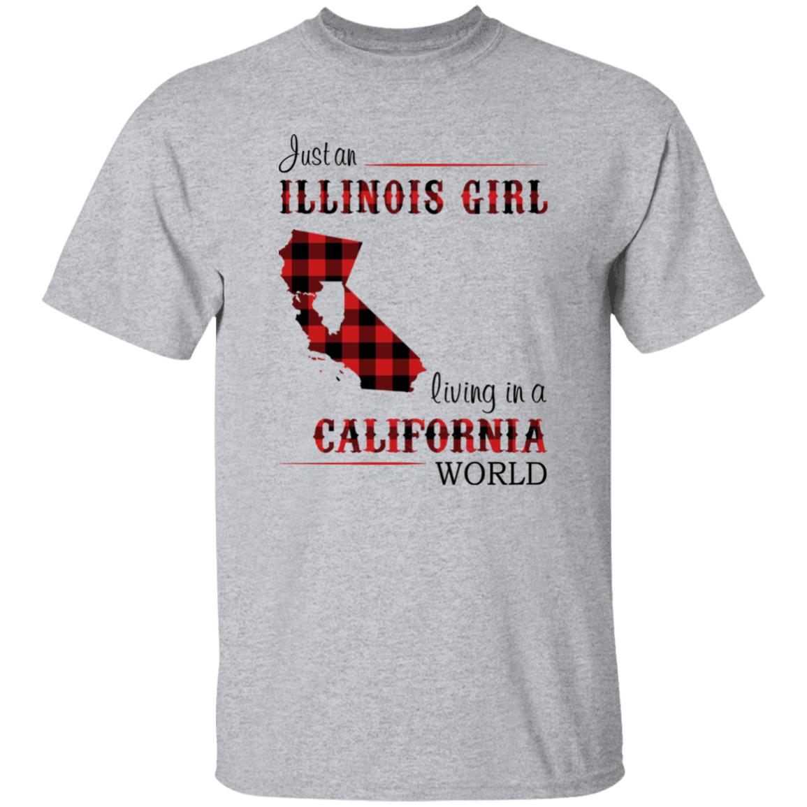 Just An Illinois Girl Living In A California World T-shirt - T-shirt Born Live Plaid Red Teezalo