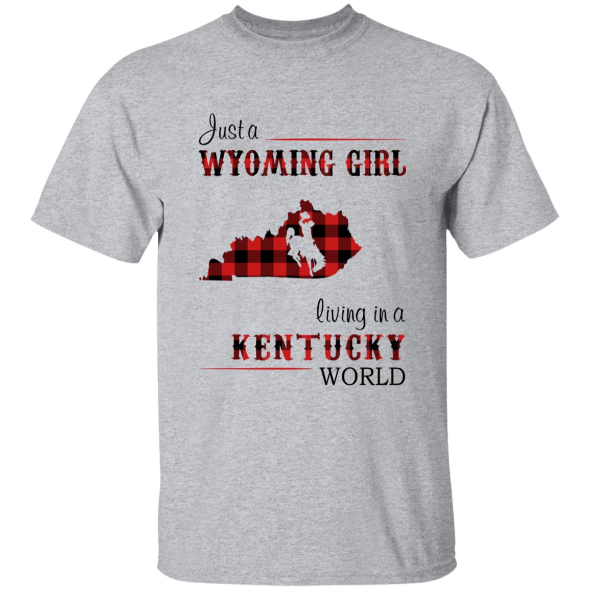 Just A Wyoming Girl Living In A Kentucky World T-shirt - T-shirt Born Live Plaid Red Teezalo