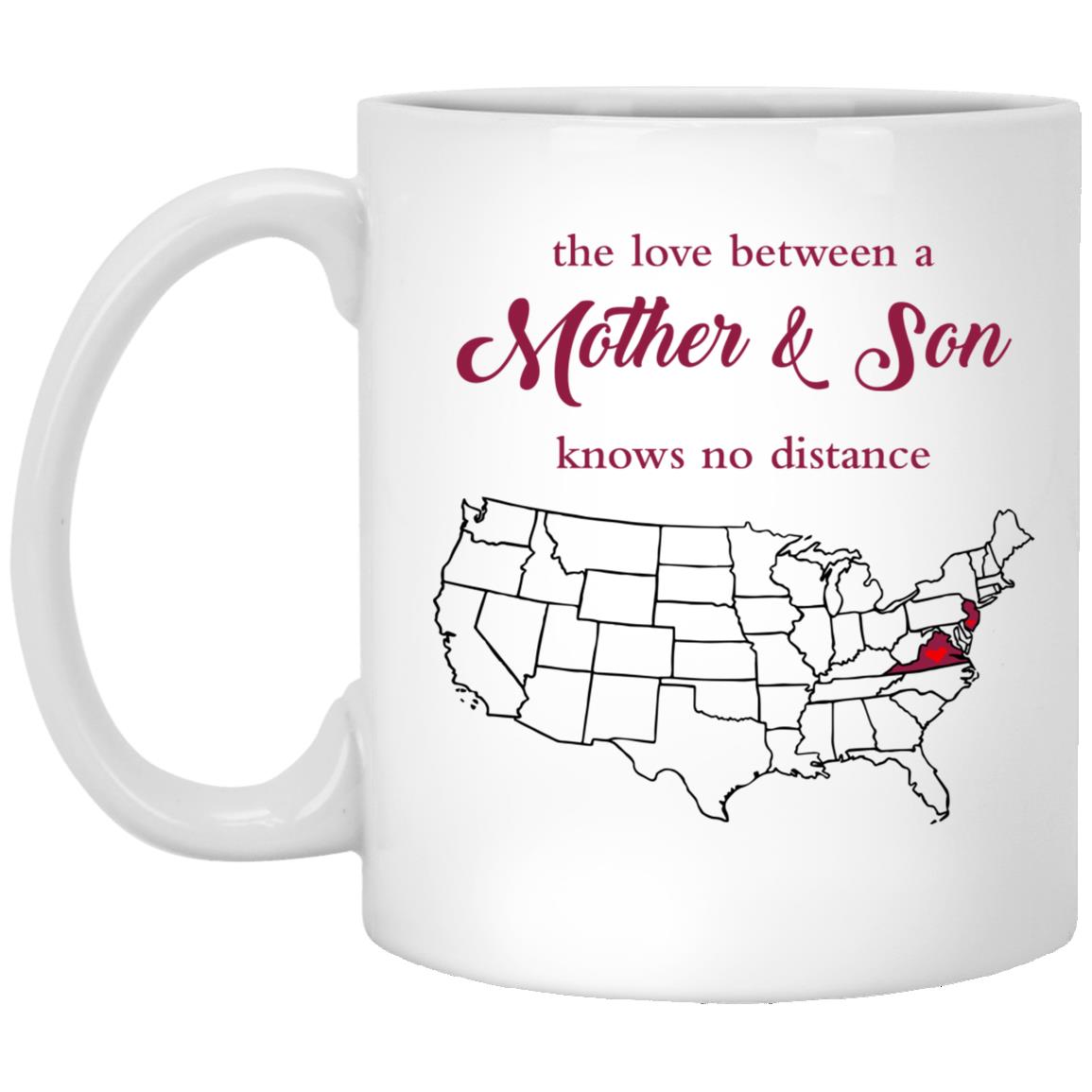 New Jersey Virginia The Love Between Mother And Son Mug - Mug Teezalo