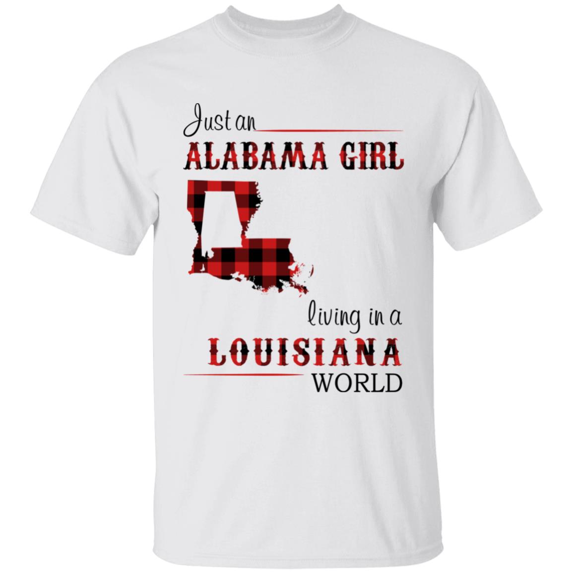 Just An Alabama  Girl Living In A Louisiana World T-shirt - T-shirt Born Live Plaid Red Teezalo