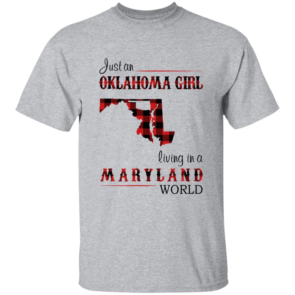 Just An Oklahoma Girl Living In A Maryland World T-shirt - T-shirt Born Live Plaid Red Teezalo