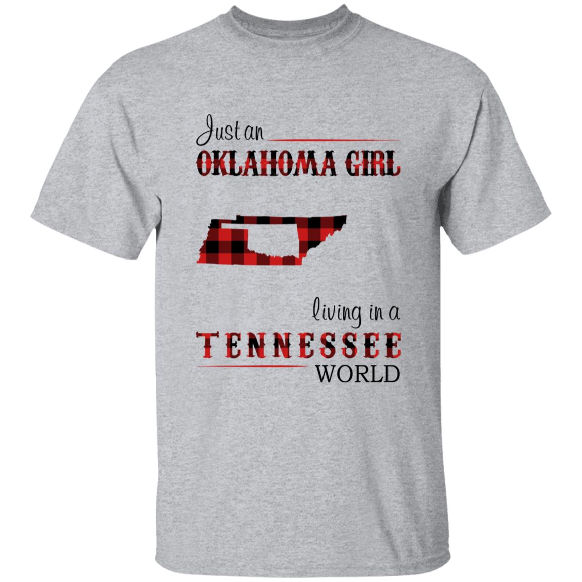 Just An Oklahoma Girl Living In A Tennessee World T-shirt - T-shirt Born Live Plaid Red Teezalo