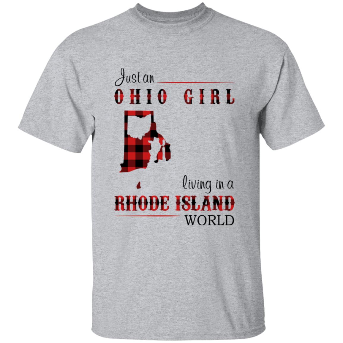 Just An Ohio Girl Living In A Rhode Island World T-shirt - T-shirt Born Live Plaid Red Teezalo