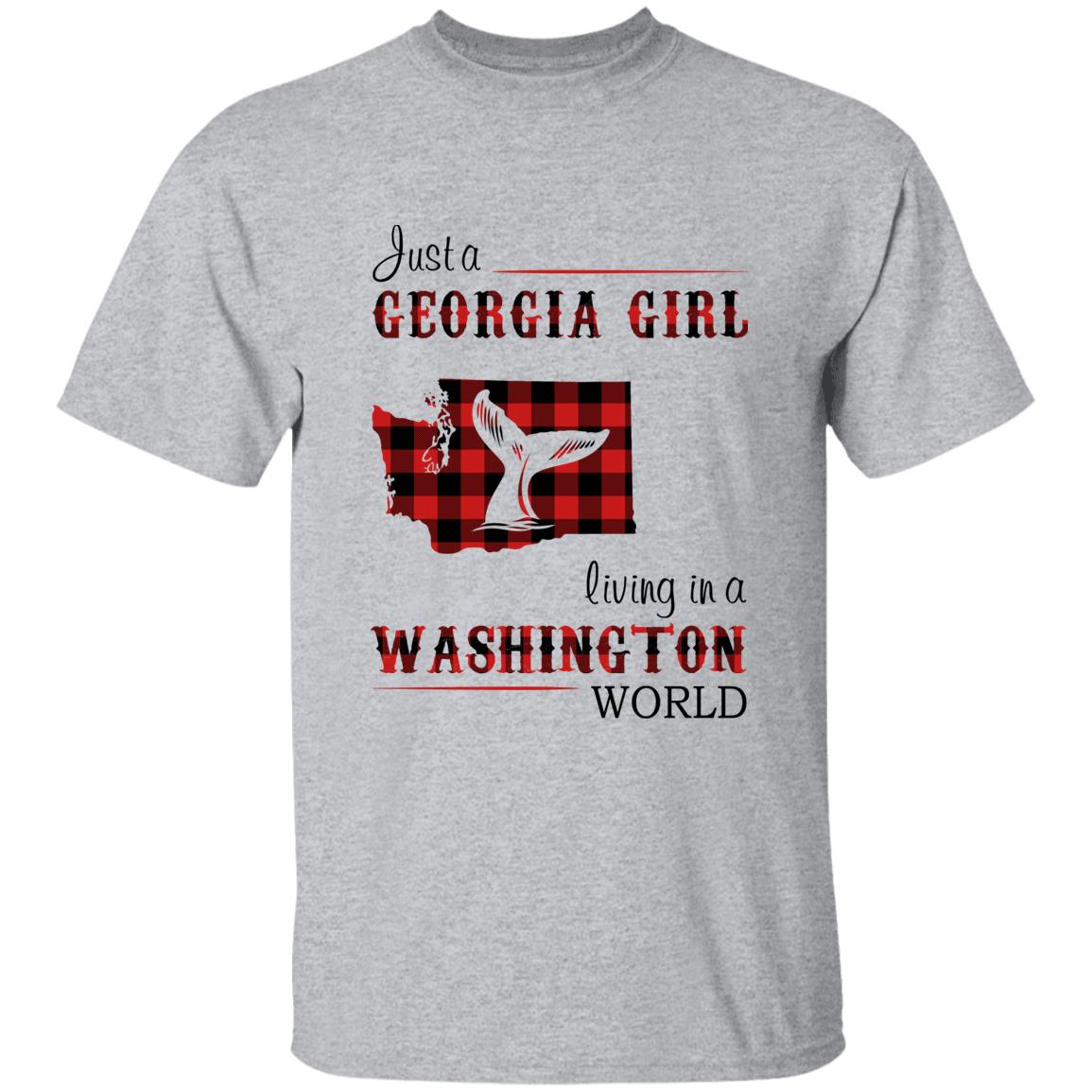 Just A Georgia Girl Living In A Washington World T-shirt - T-shirt Born Live Plaid Red Teezalo