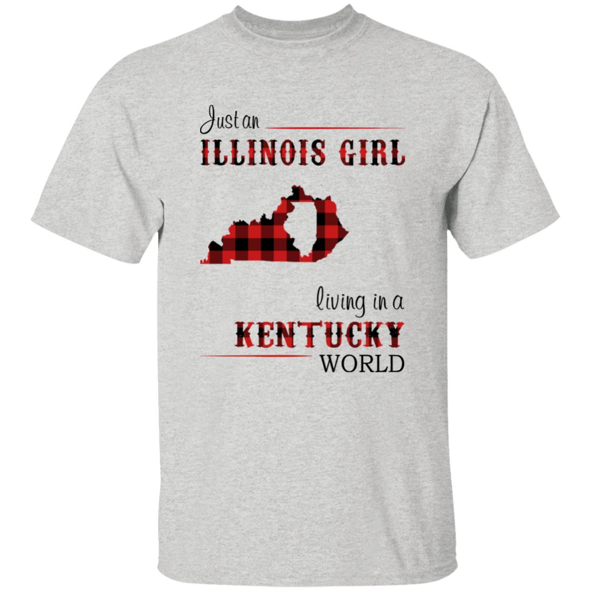 Just An Illinois Girl Living In A Kentucky World T-shirt - T-shirt Born Live Plaid Red Teezalo