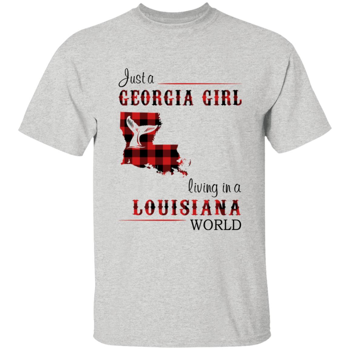 Just A Georgia Girl Living In A Louisiana World T-shirt - T-shirt Born Live Plaid Red Teezalo