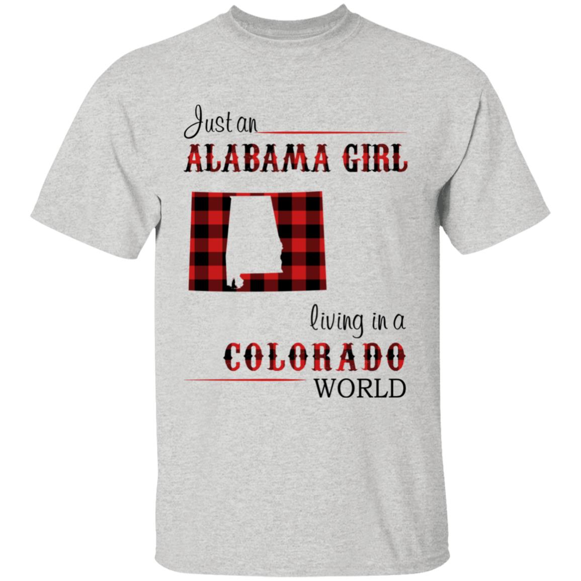 Just An Alabama Girl Living In A Colorado World T-shirt - T-shirt Born Live Plaid Red Teezalo