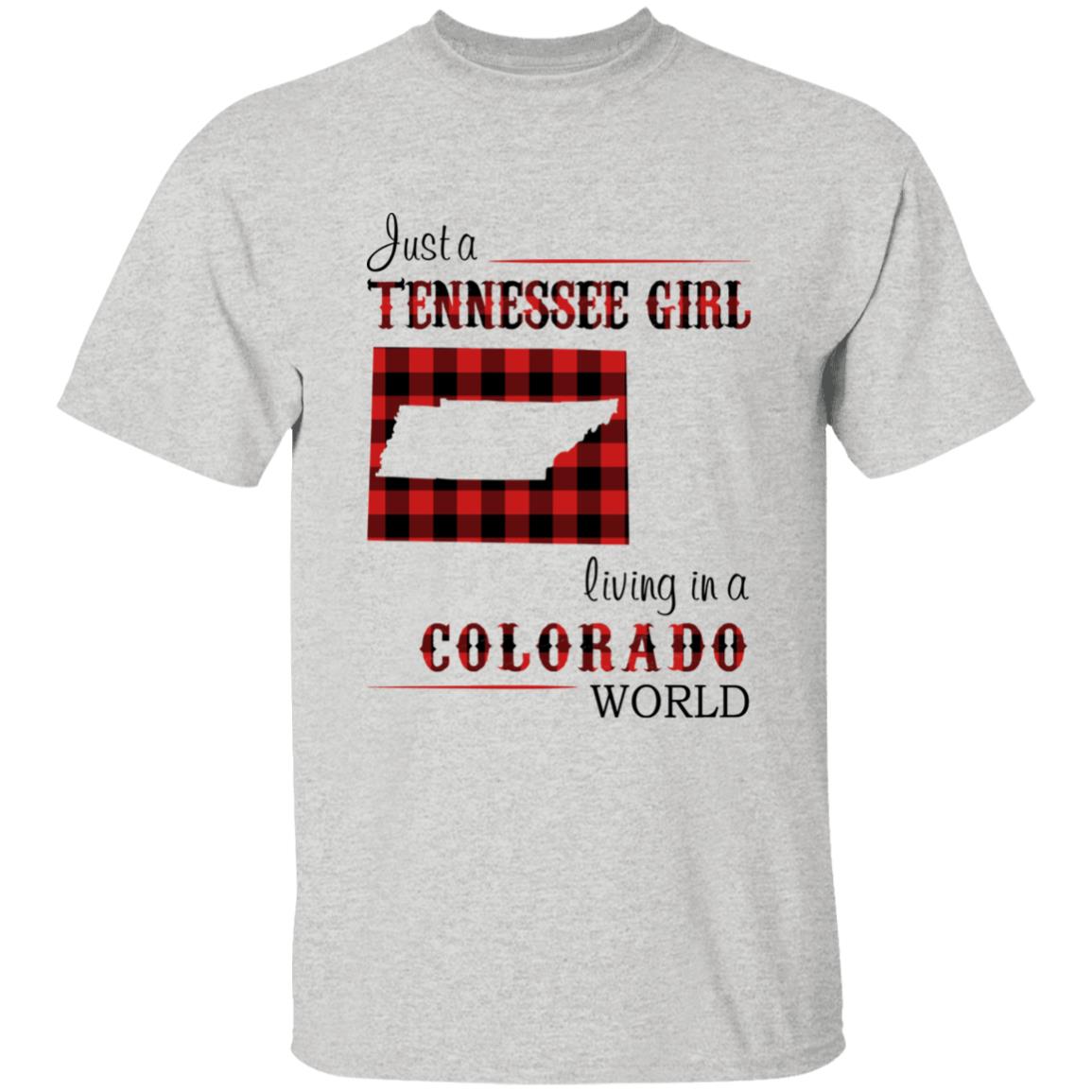 Just A Tennessee Girl Living In A Colorado World T-shirt - T-shirt Born Live Plaid Red Teezalo