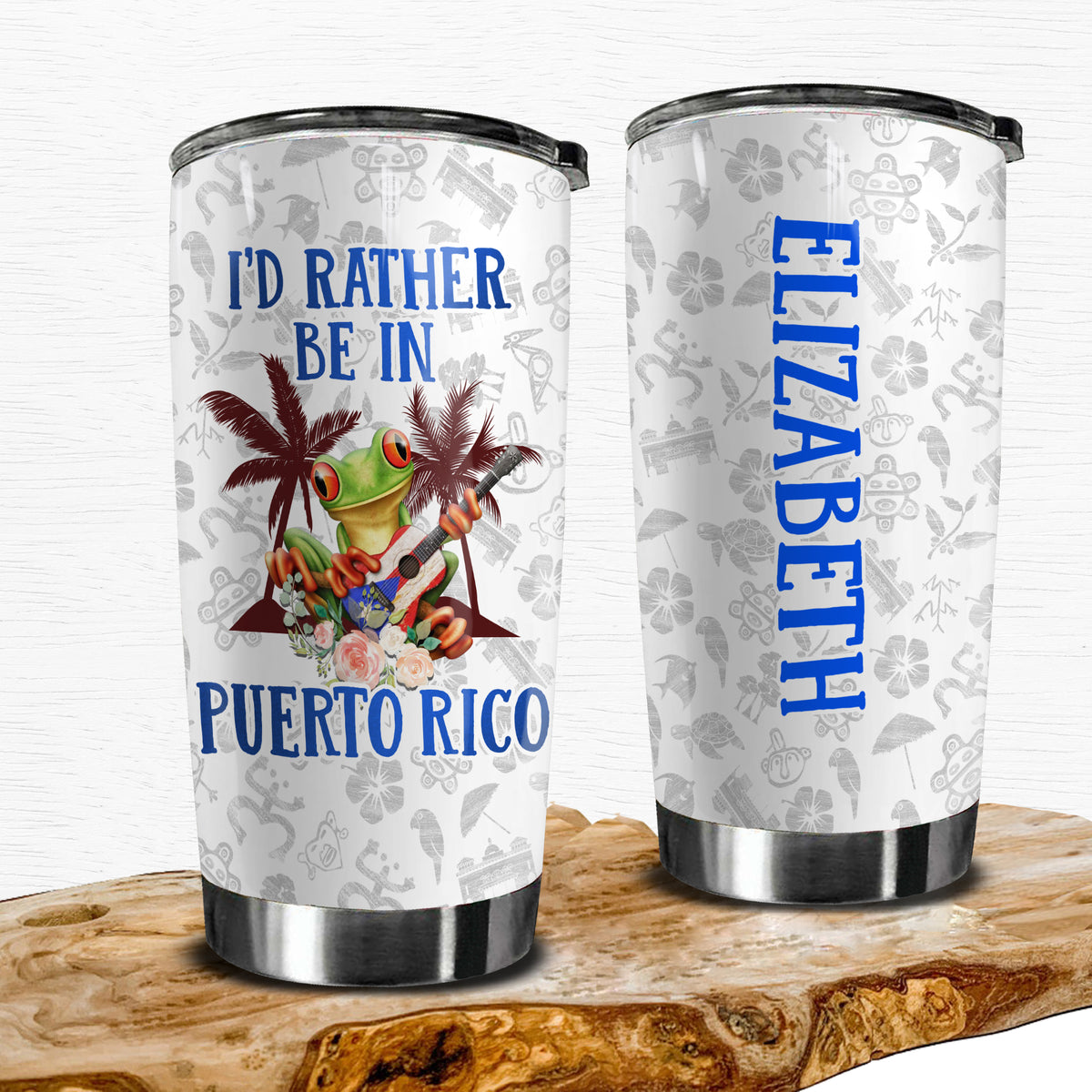 I&#39;D Rather Be In Puerto Rico Personalized Tumbler - Tumbler Born Teezalo