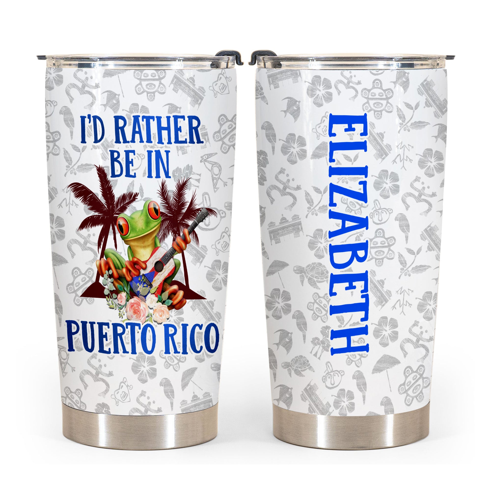 I'D Rather Be In Puerto Rico Personalized Tumbler - Tumbler Born Teezalo