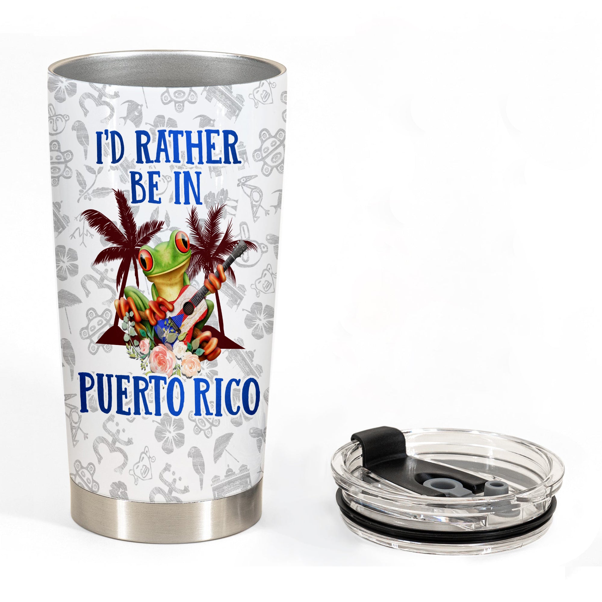 I'D Rather Be In Puerto Rico Personalized Tumbler - Tumbler Born Teezalo