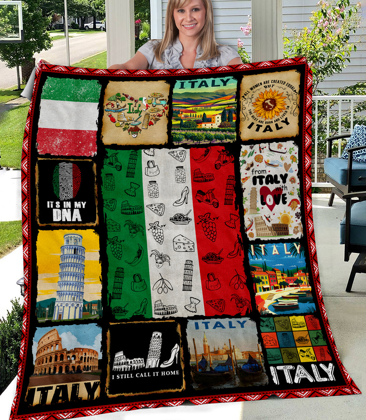 Italy Blanket With Symbols For Italian Pride