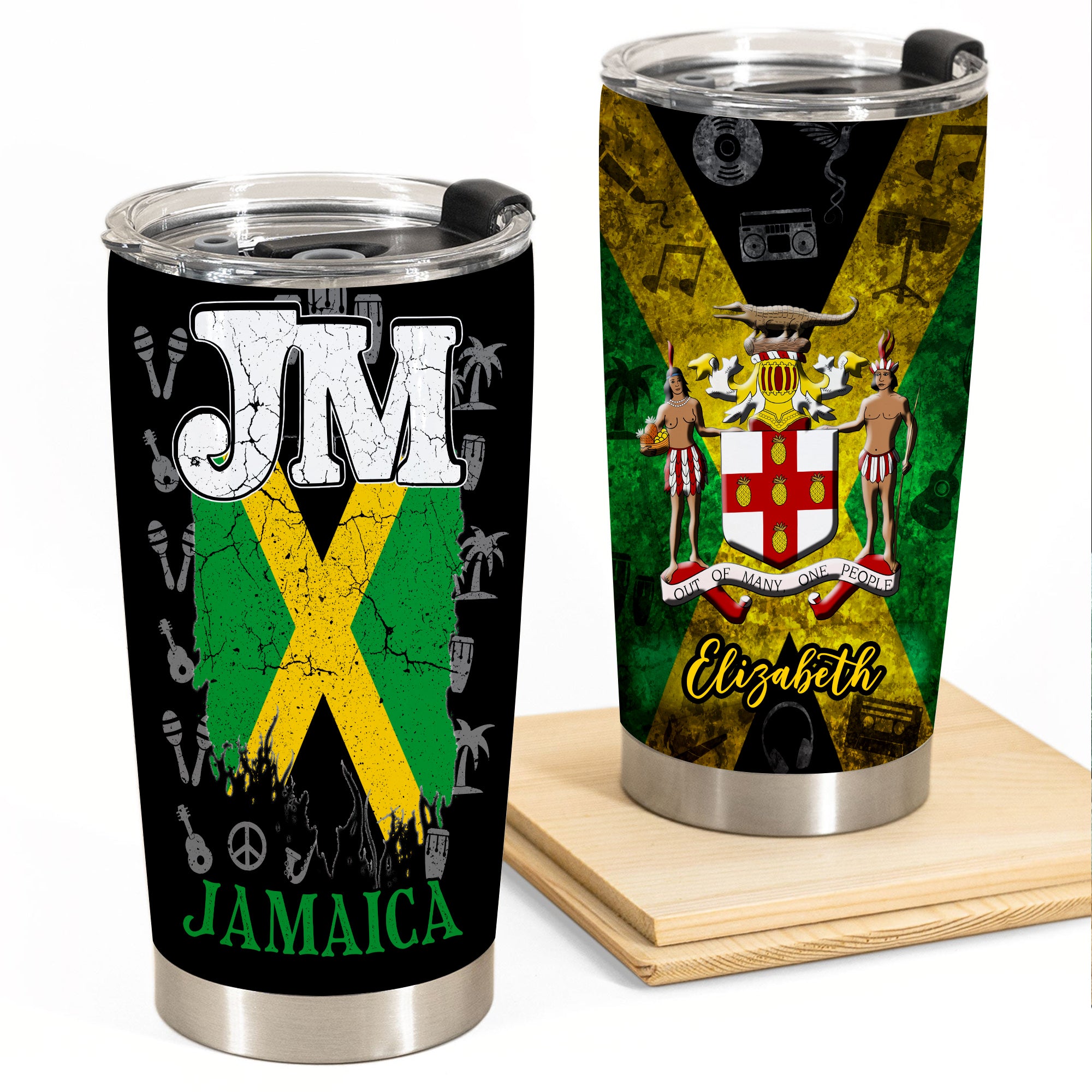 Jamaica Flag Tumbler Personalized 20z Steel Cup - Tumbler Born Teezalo