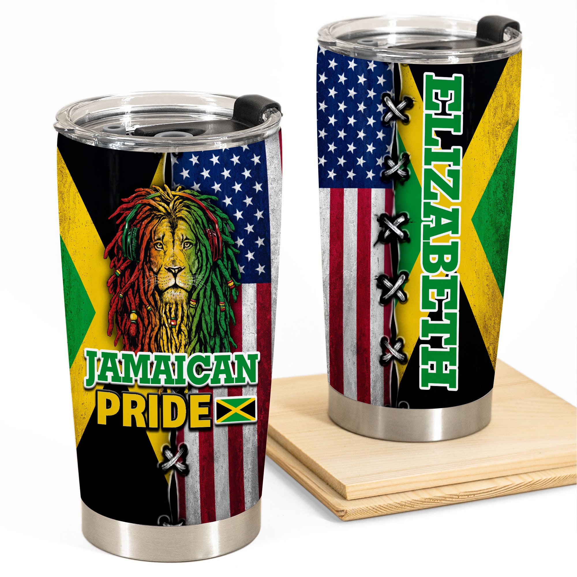 Jamaica Flag Tumbler American Flag Personalized 20z Steel Cup