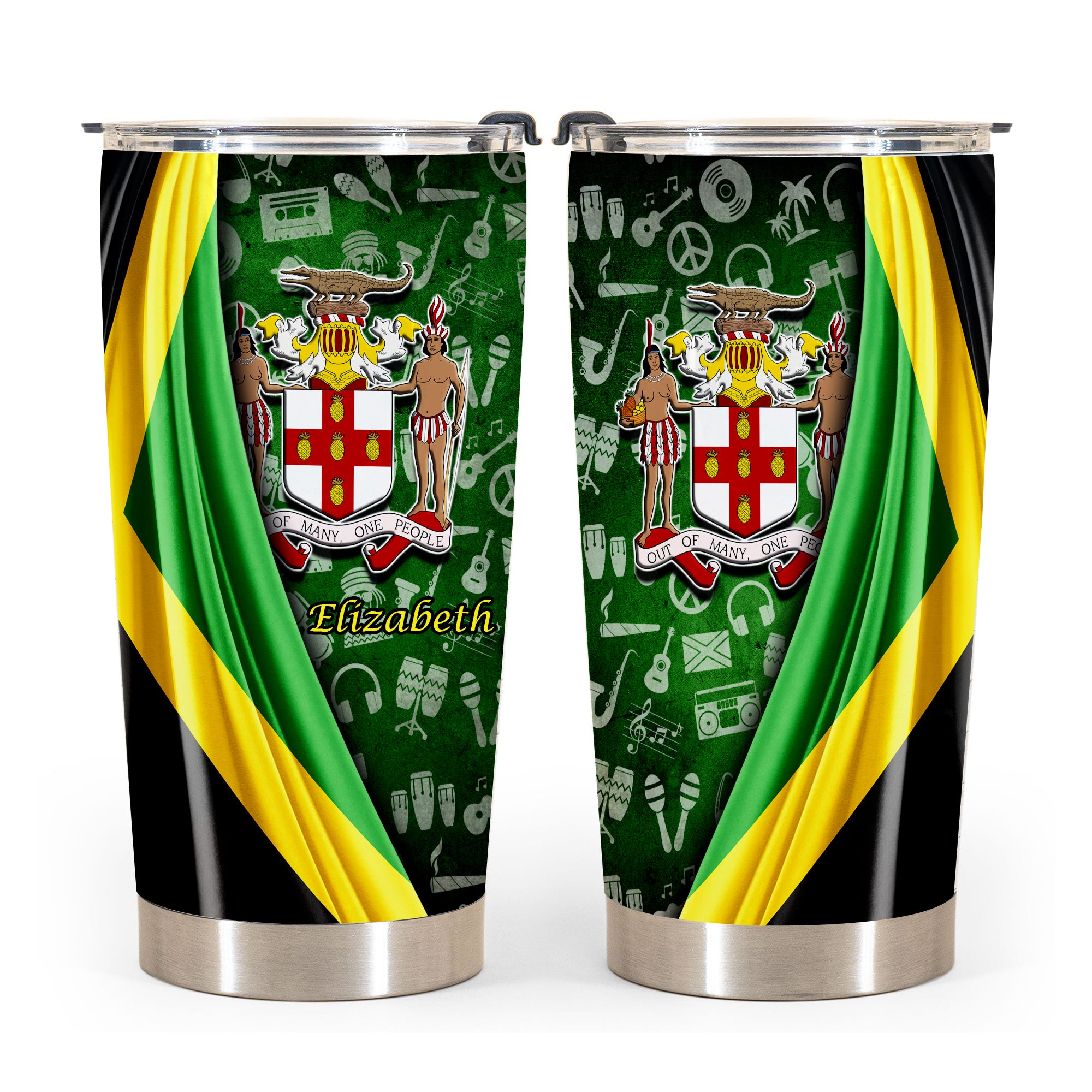 Jamaica Flag Coat Of Arms Symbols Personalized Tumbler - Tumbler Born Teezalo