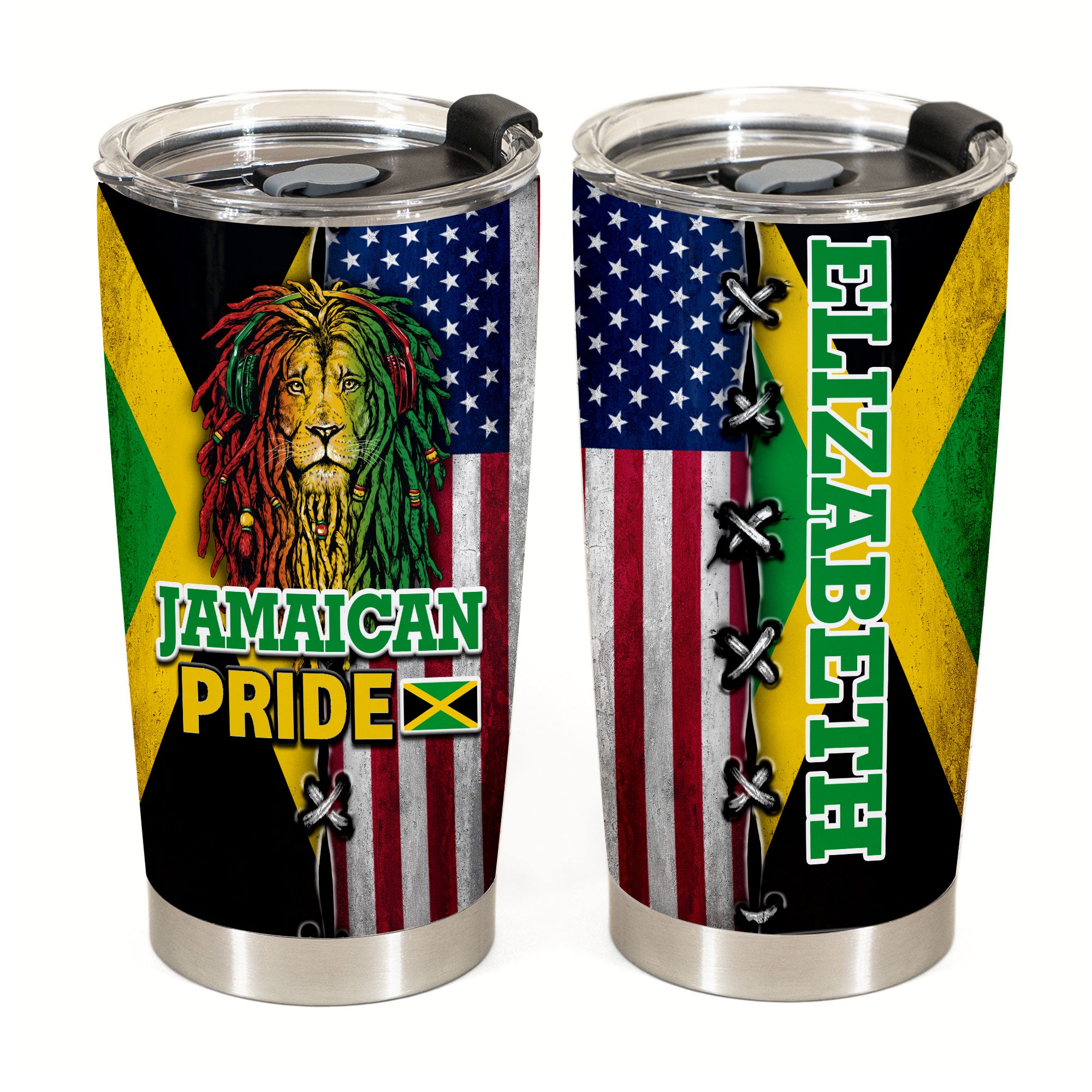 Jamaica Flag Tumbler American Flag Personalized 20z Steel Cup