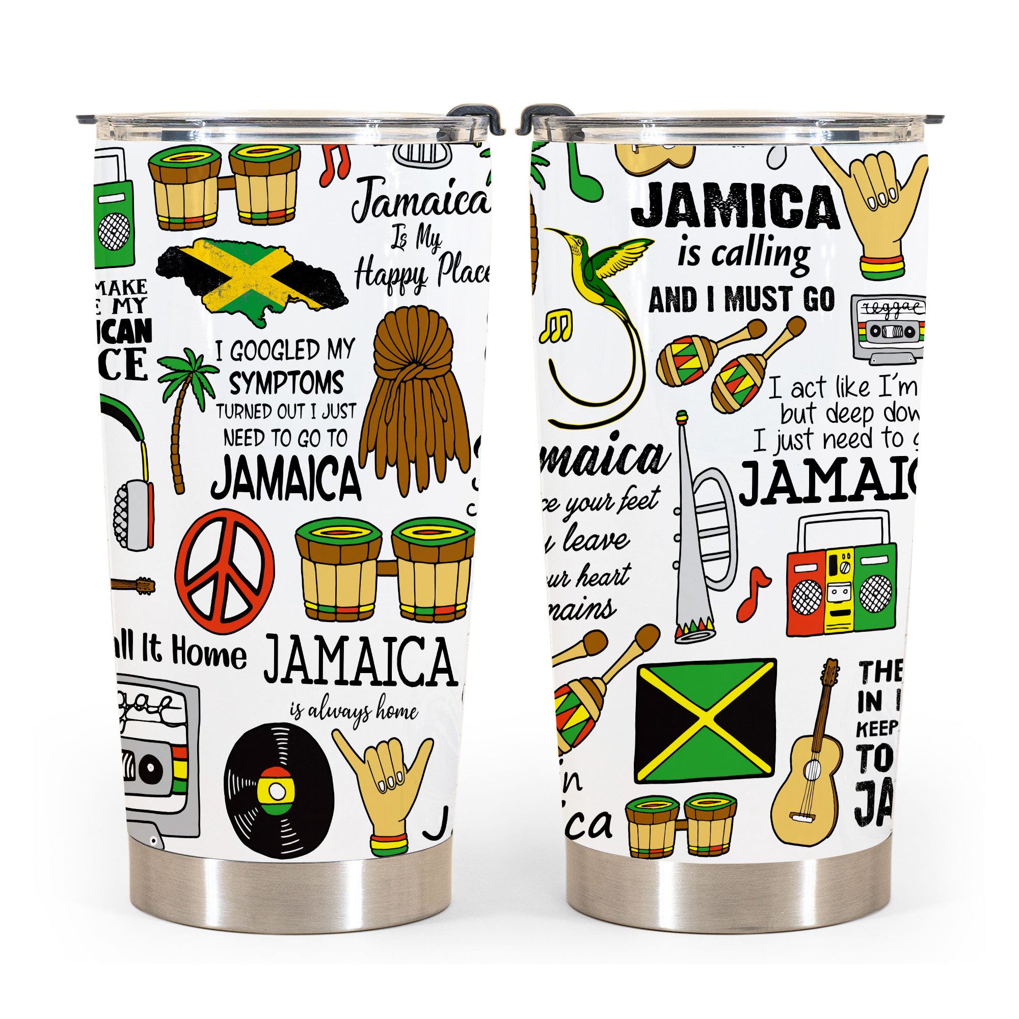 Jamaica Tumbler With Saying And Symbols