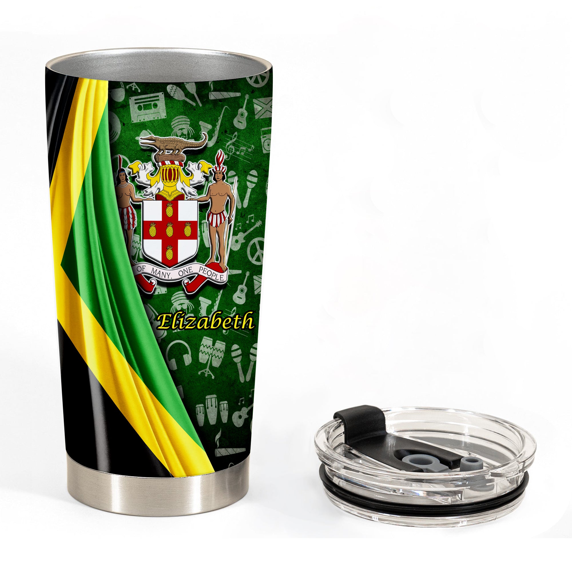 Jamaica Flag Coat Of Arms Symbols Personalized Tumbler - Tumbler Born Teezalo