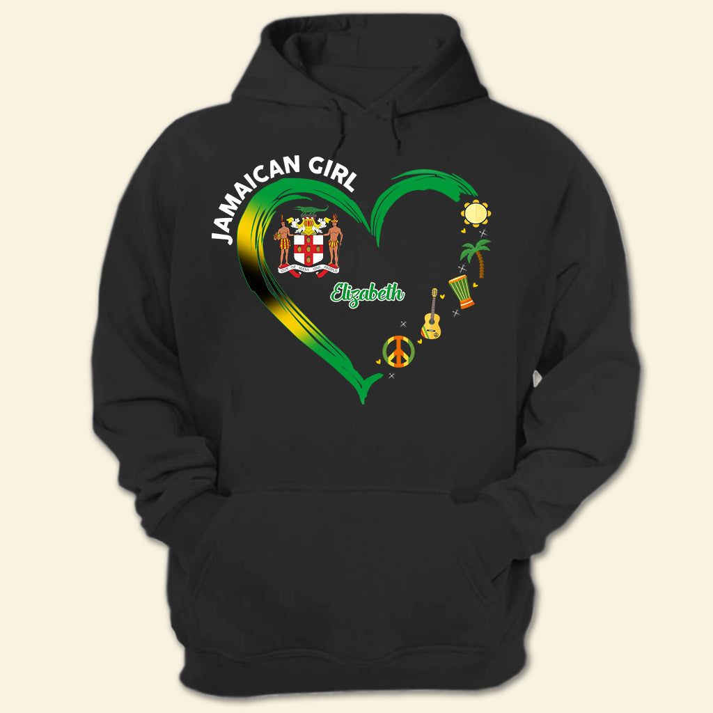 Jamaican Girl Heart With Symbols Hoodie