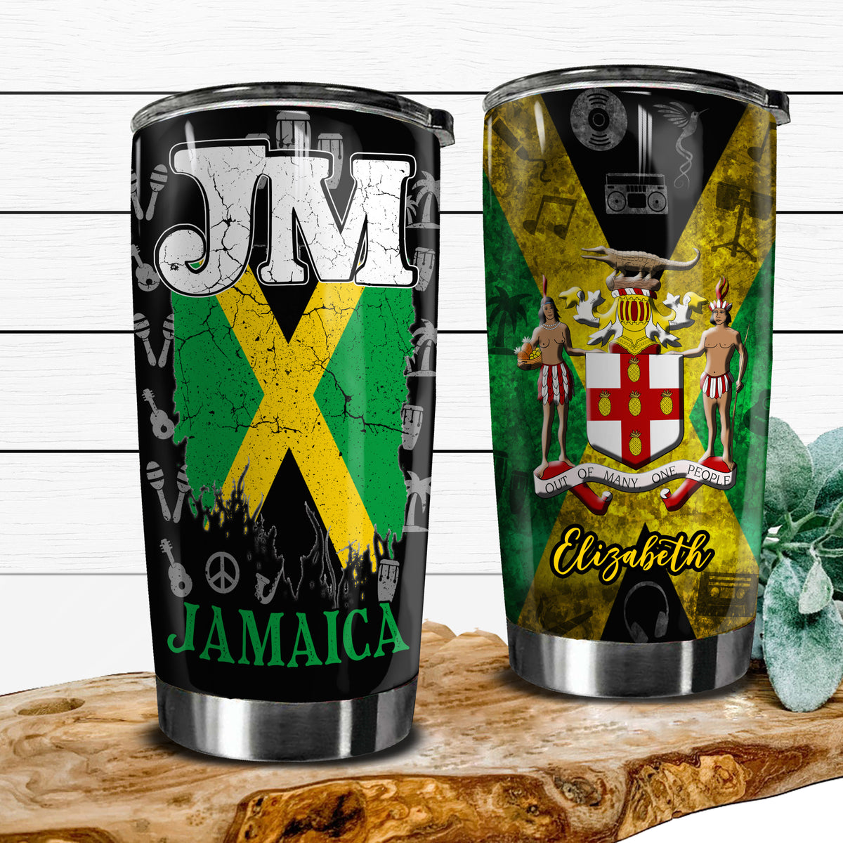 Jamaica Flag Tumbler Personalized 20z Steel Cup - Tumbler Born Teezalo