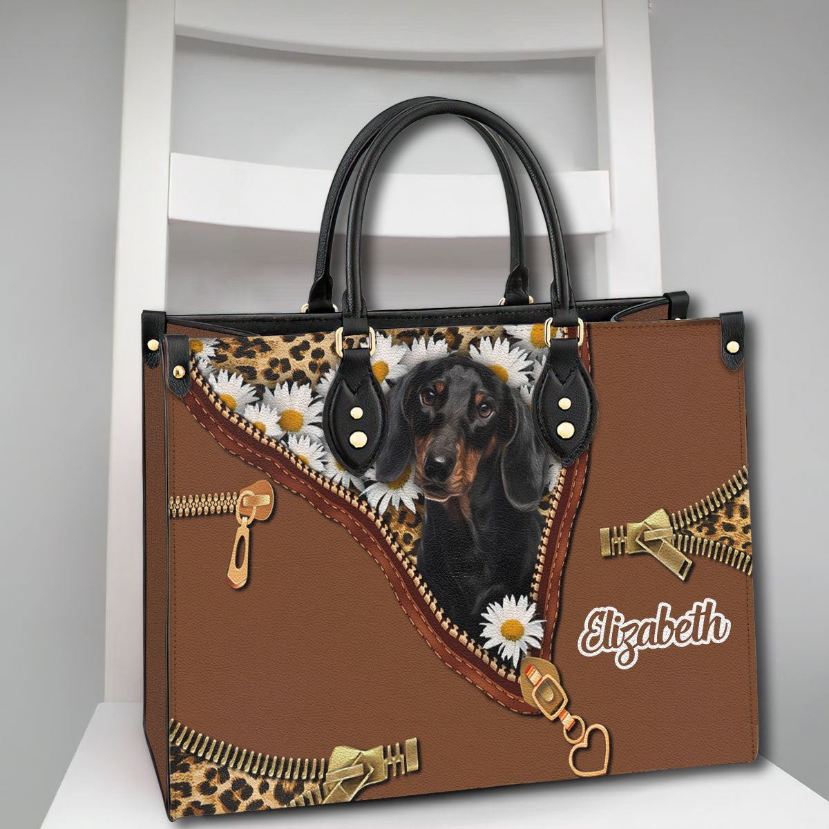 Custom Pet Portrait 3D Engraved Leather Handbag, Personalized Handbag, Hand Painted Bag for Pet Lovers