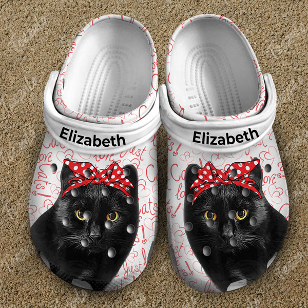 Just Love Cat Personalized Clogs Shoes - Teezalo