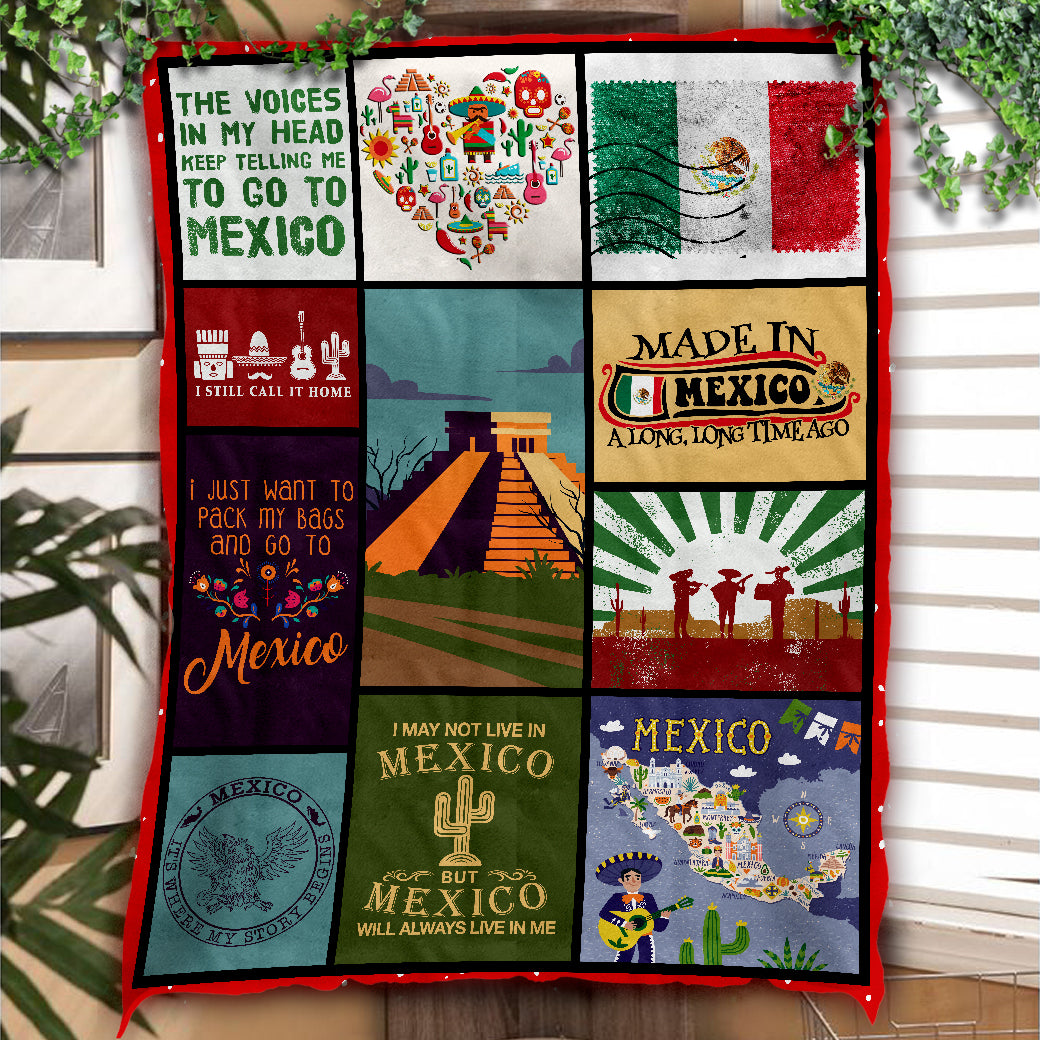 Mexico Fleece Blanket With Flag And Sayings - Fleece Blanket Born Teezalo