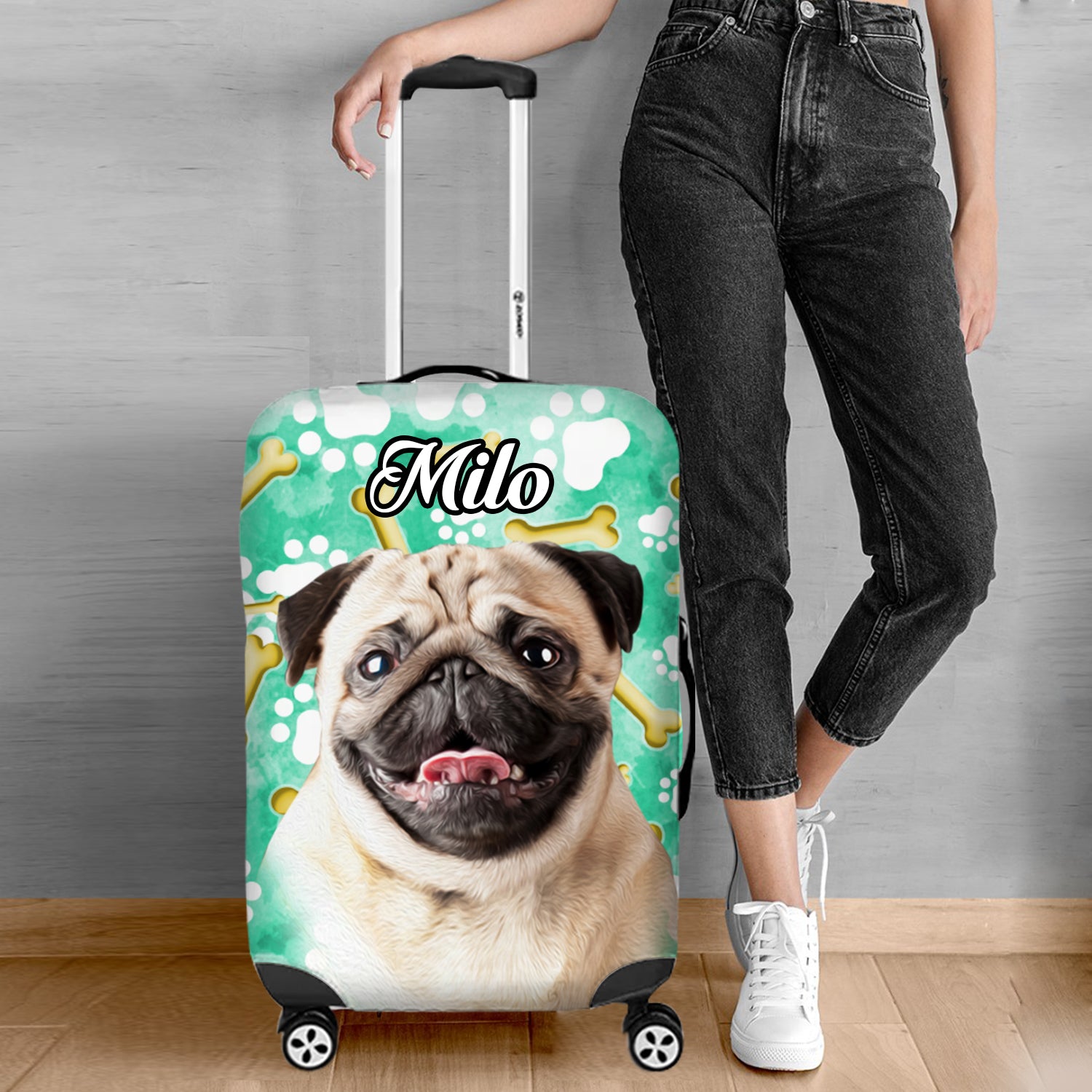 Custom Photo Dog Cat Lovers Luggage Covers, Gift For Traveling Lovers