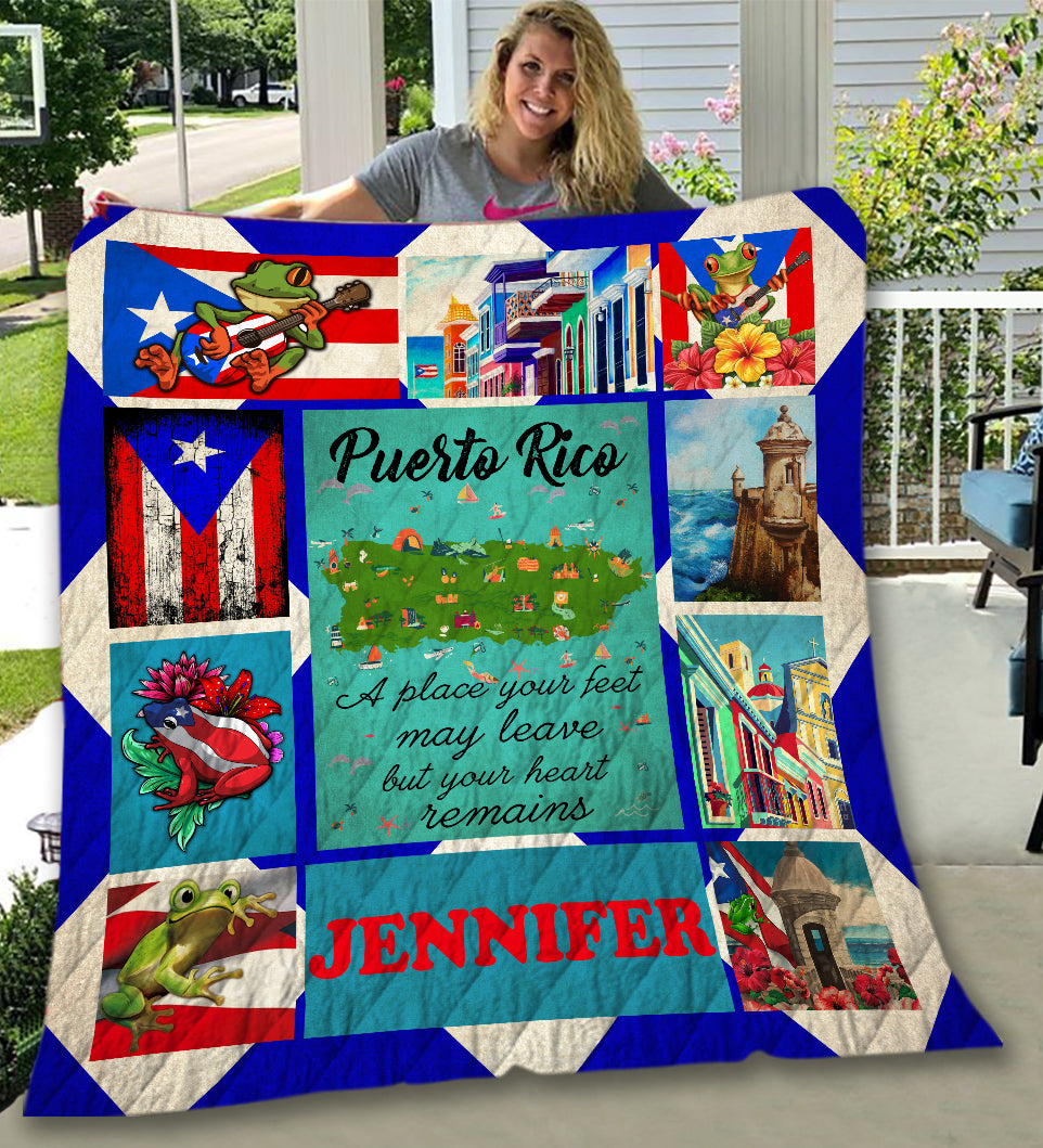 Puerto Rican Coqui Flag Personalized Blanket Quilt