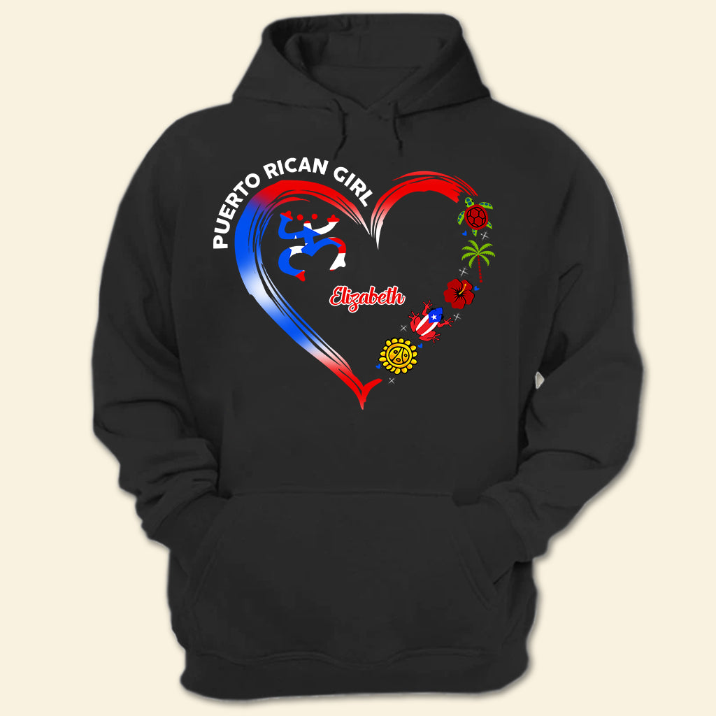 Puerto Rican Girl Heart With Symbols Hoodie