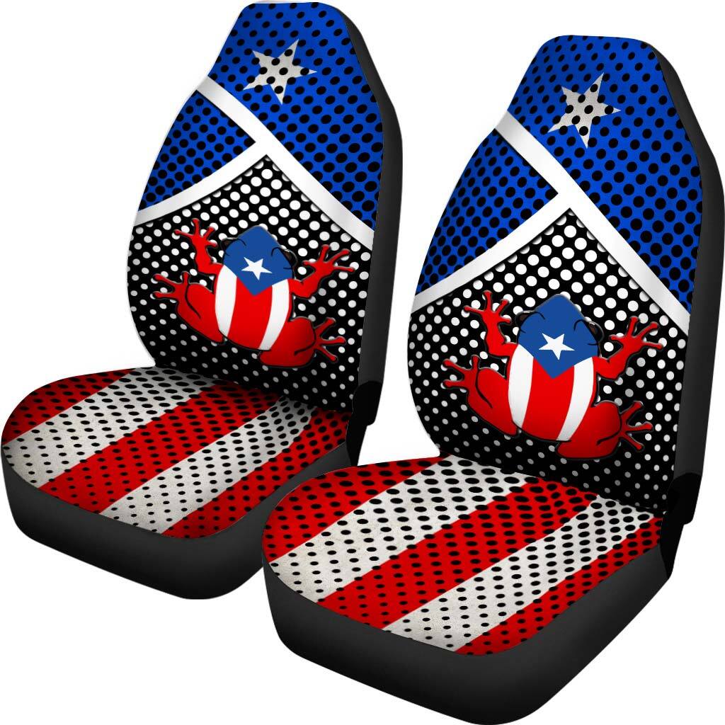 Puerto Rico Flag Coqui Car Seat Cover Circular Dot Pattern