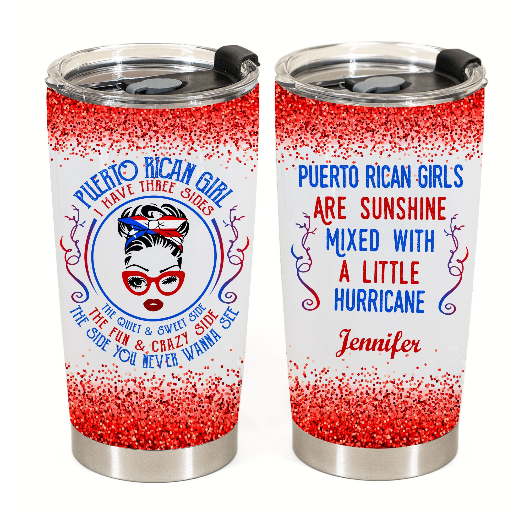 Puerto Rico Personalized 20z Steel Cup Tumbler With PR Flag - Teezalo