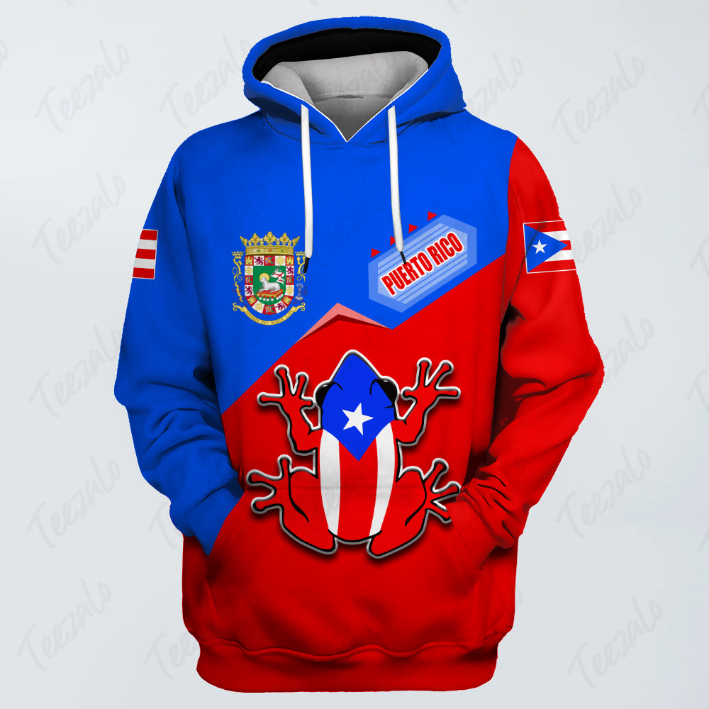 Puerto Rico Flag Cover 3D Personalized Hoodie With Puerto Rico Coat of Arms