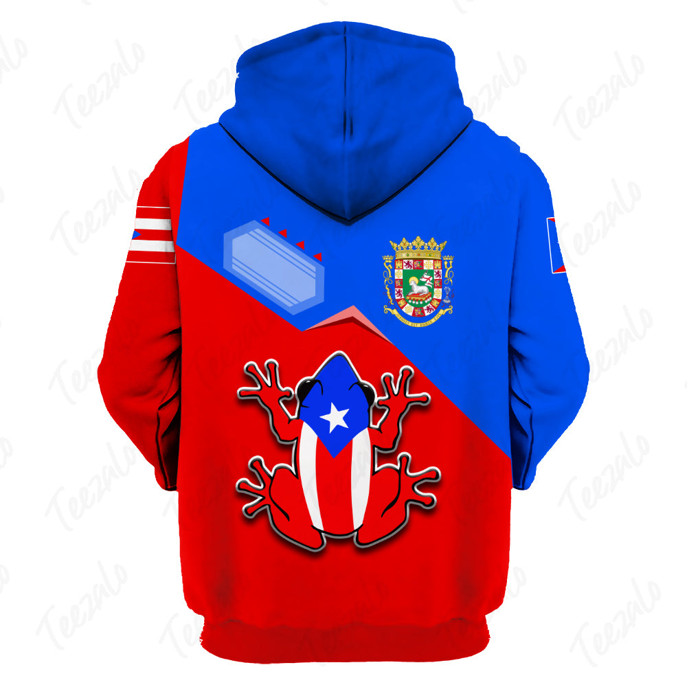 Puerto Rico Flag Cover 3D Personalized Hoodie With Puerto Rico Coat of Arms