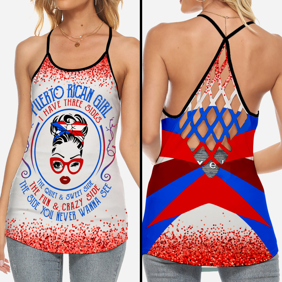 Puerto Rico Criss Cross Tank Top Puerto Rican Girls Are Sunshine Mixed -  Teezalo