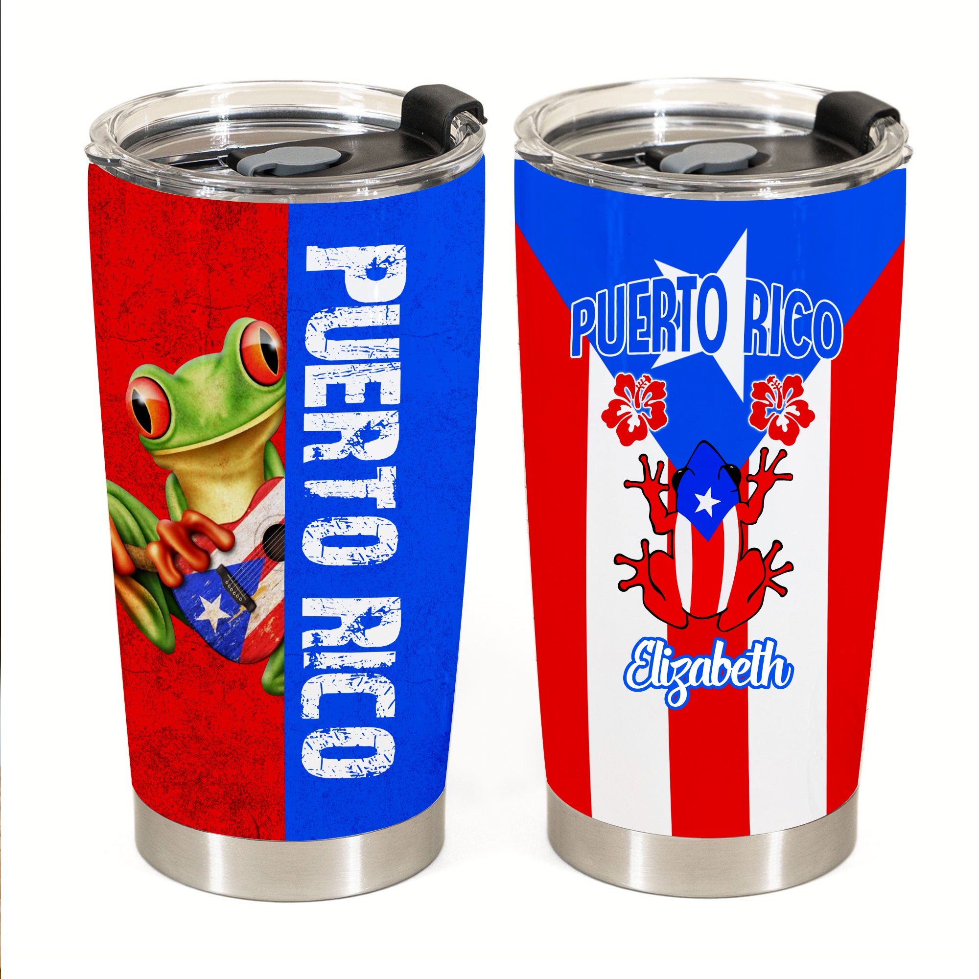 Puerto Rico Flag Personalized Tumbler With Coqui