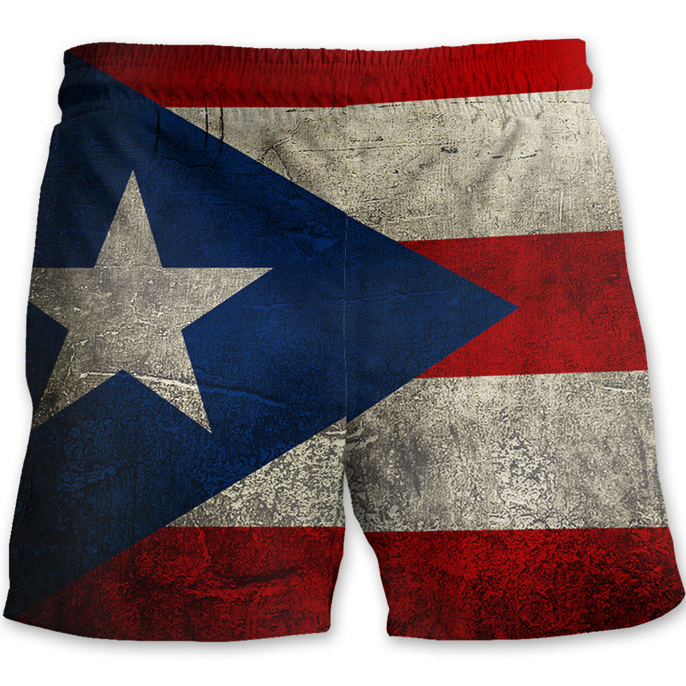 Puerto Rico Men Beach Shorts With Funny Skull